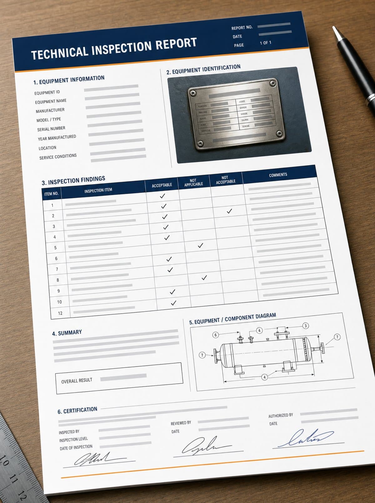 Certified inspection reports